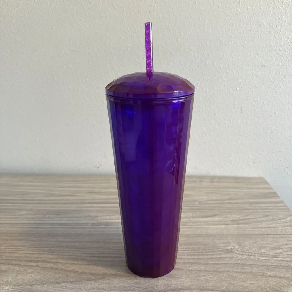 Starbucks 24oz Venti purple kaleidoscope domed lid w/ straw tumbler cup - Picture 3 of 6
